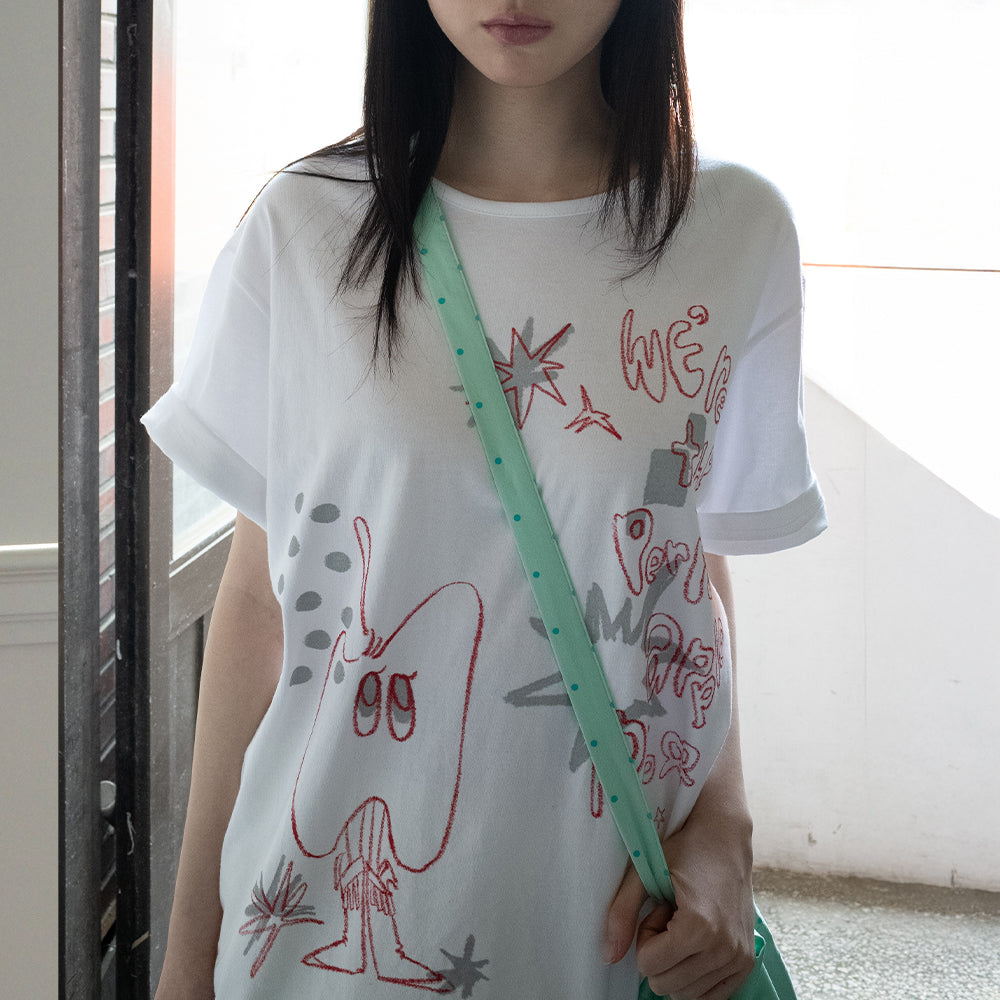 ONSKA [6th Reorder] CRAYON FRUIT T-SHIRT (APPLE WHITE)