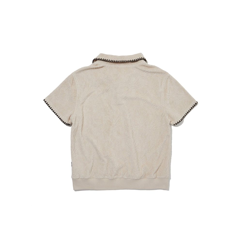PENFIELD Resort shell pattern terry half pullover beige_FR2KT202