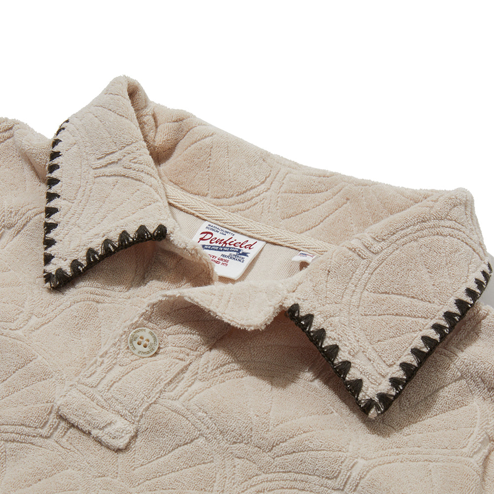 PENFIELD Resort shell pattern terry half pullover beige_FR2KT202