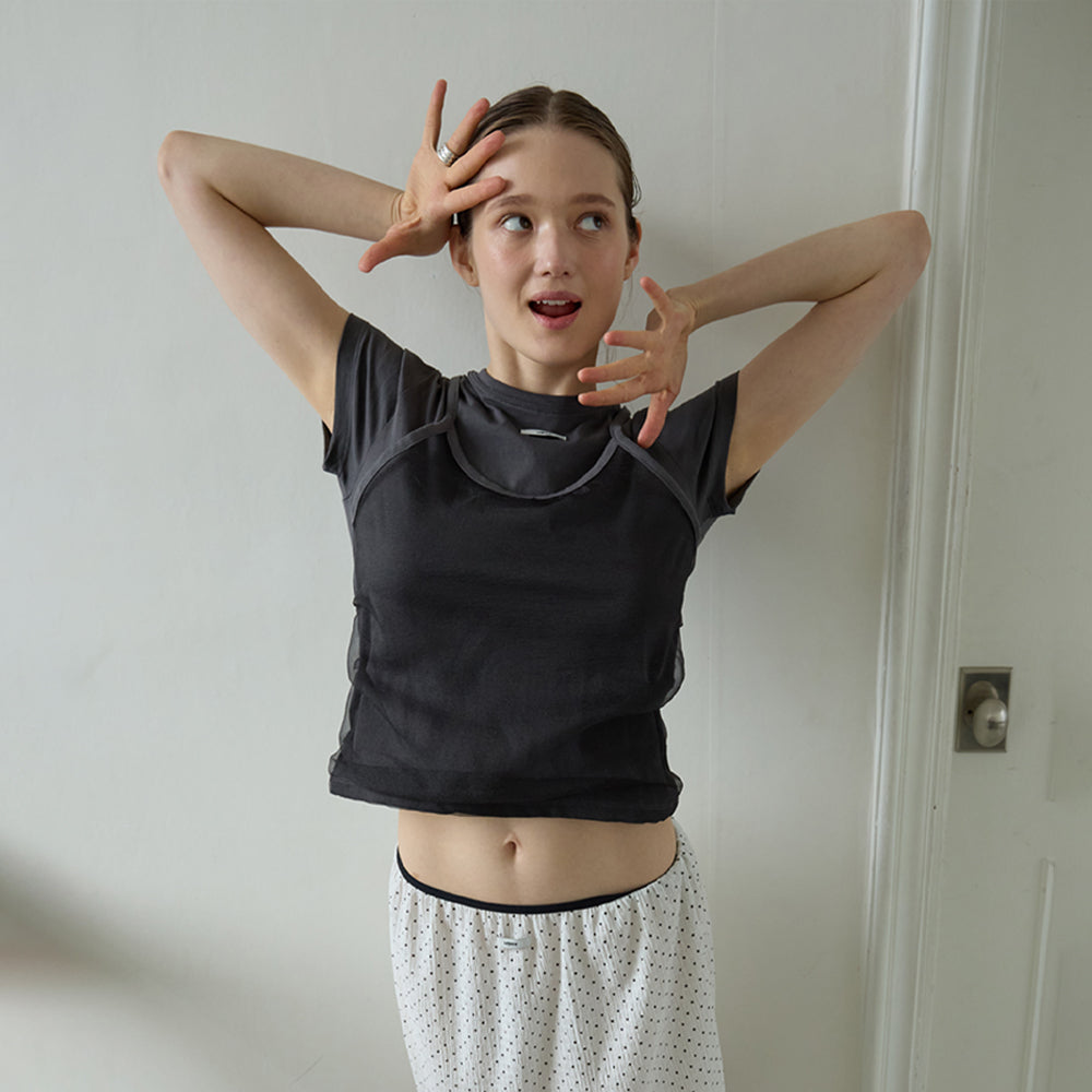 LETERIE BUSTIER LAYERED T-SHIRT_CHARCOAL