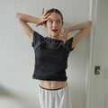LETERIE BUSTIER LAYERED T-SHIRT_CHARCOAL