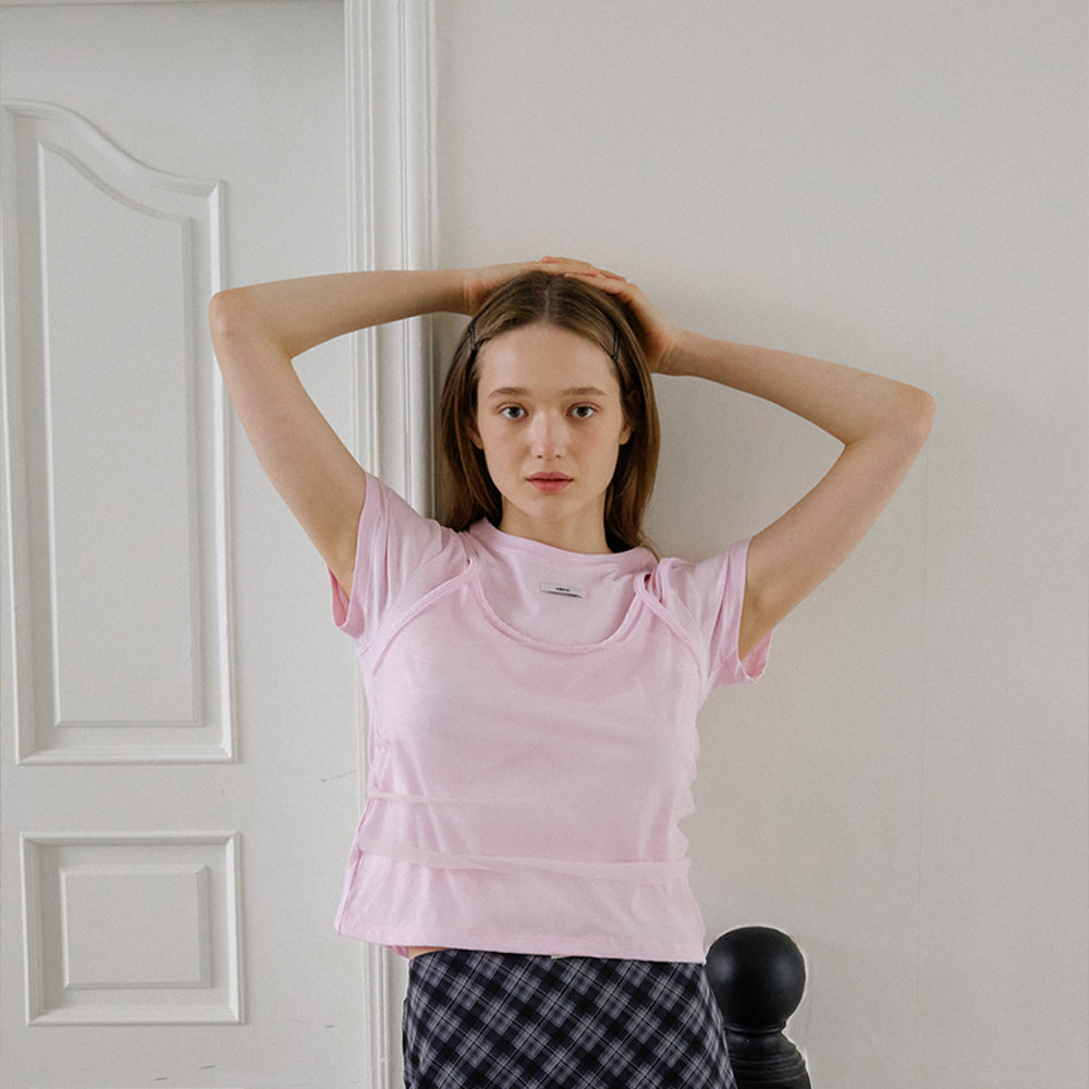 LETERIE [29CM Exclusive][Influencer PICK]BUSTIER LAYERED T-SHIRT_PINK
