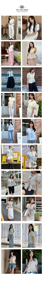TILLIDIE Front ribbon point blouse_Ivory