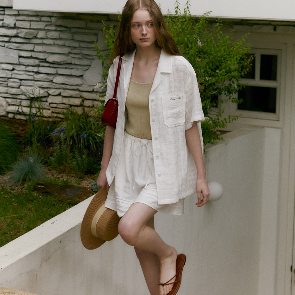MOAT JACQUARD COLLAR SHIRT (sand ivory)