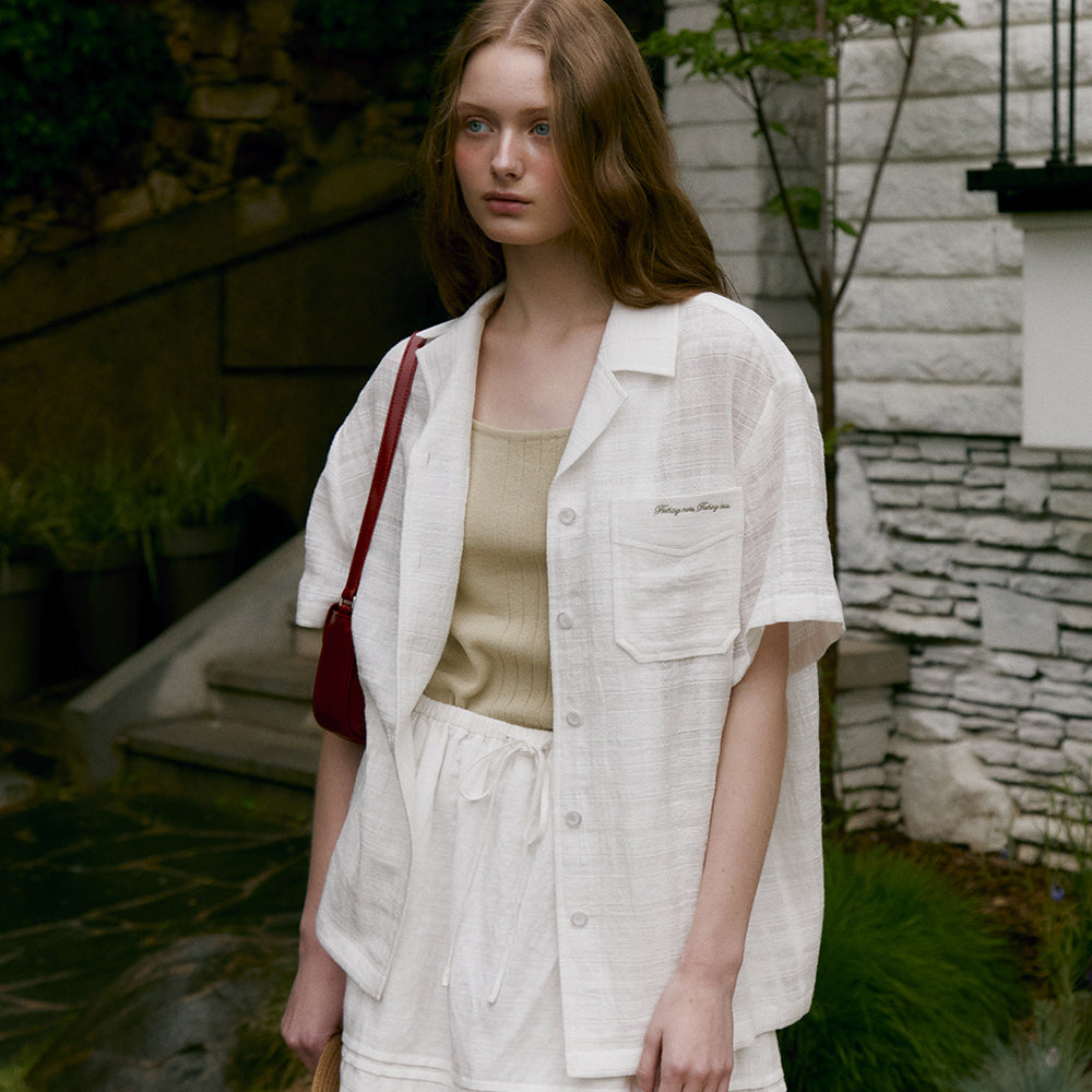 MOAT JACQUARD COLLAR SHIRT (sand ivory)