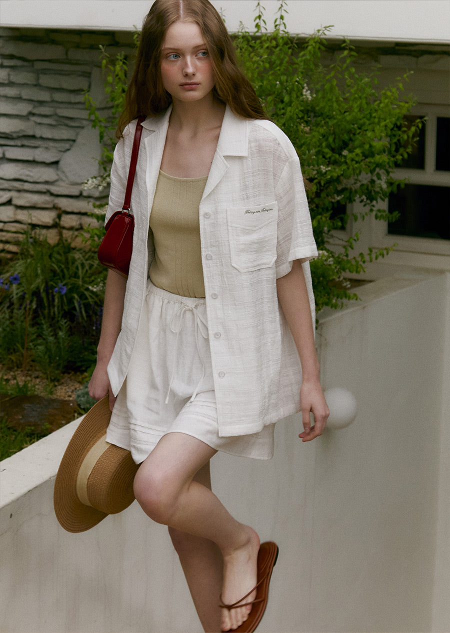 MOAT JACQUARD COLLAR SHIRT (sand ivory)