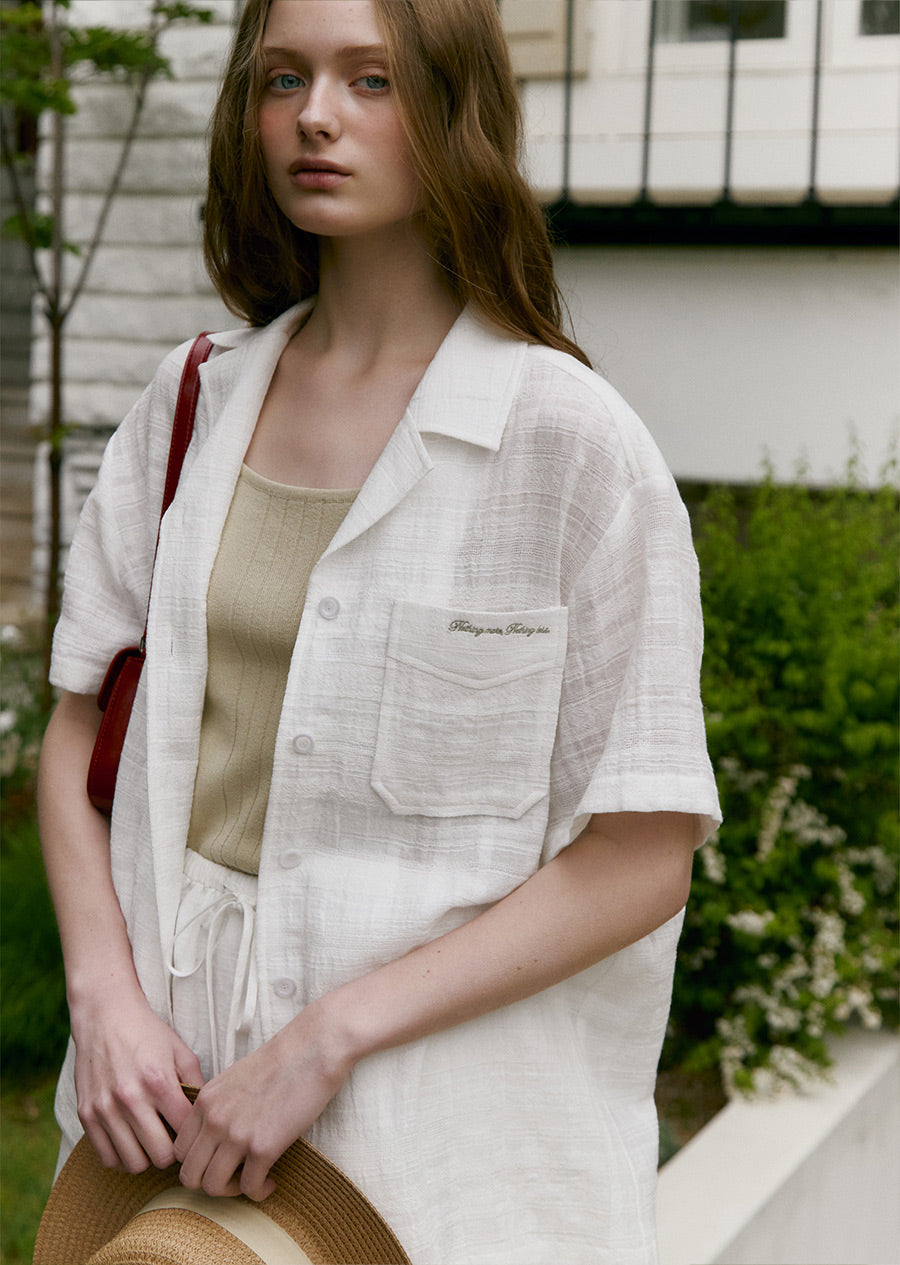 MOAT JACQUARD COLLAR SHIRT (sand ivory)