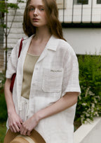 MOAT JACQUARD COLLAR SHIRT (sand ivory)