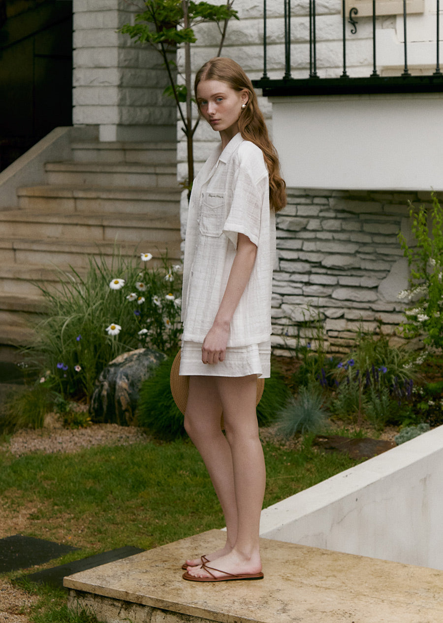 MOAT JACQUARD COLLAR SHIRT (sand ivory)