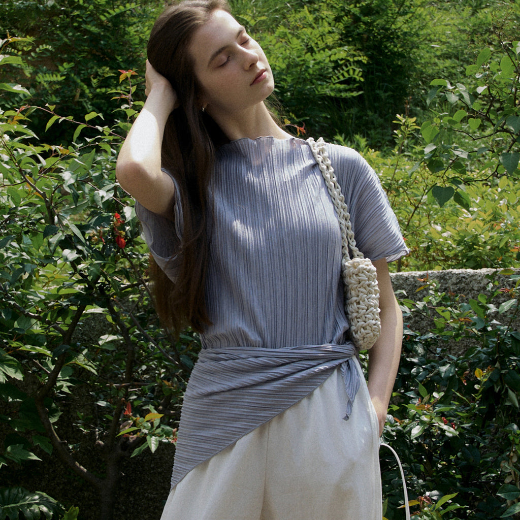 OURCOMOS comos 1461 dolman pleats T-shirt (gray)