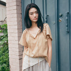 juliapepe String Shirring Blouse (Khaki)