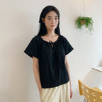 juliapepe String Shirring Blouse (Black)