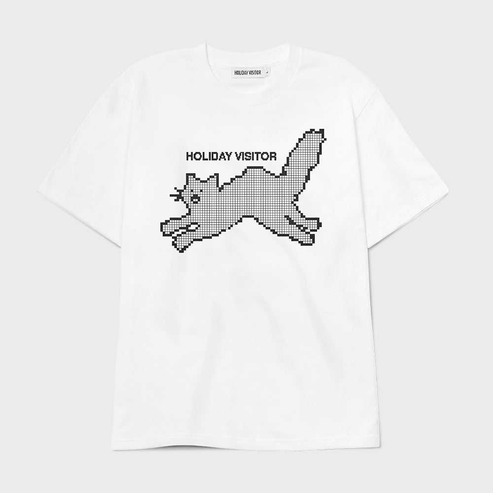 HOLIDAYVISITOR dot cat t-shirt white
