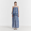 EENK YOVELO Long Slit Silk Skirt - Blue