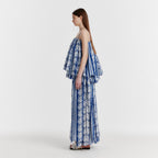 EENK YOVELO Long Slit Silk Skirt - Blue
