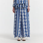 EENK YOVELO Long Slit Silk Skirt - Blue