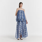 EENK YOVELO Long Slit Silk Skirt - Blue