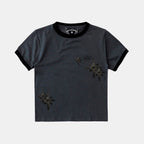 BADBLOOD w-tee25-092 Cosmo Multi Patch Ringer T-Shirt - Charcoal
