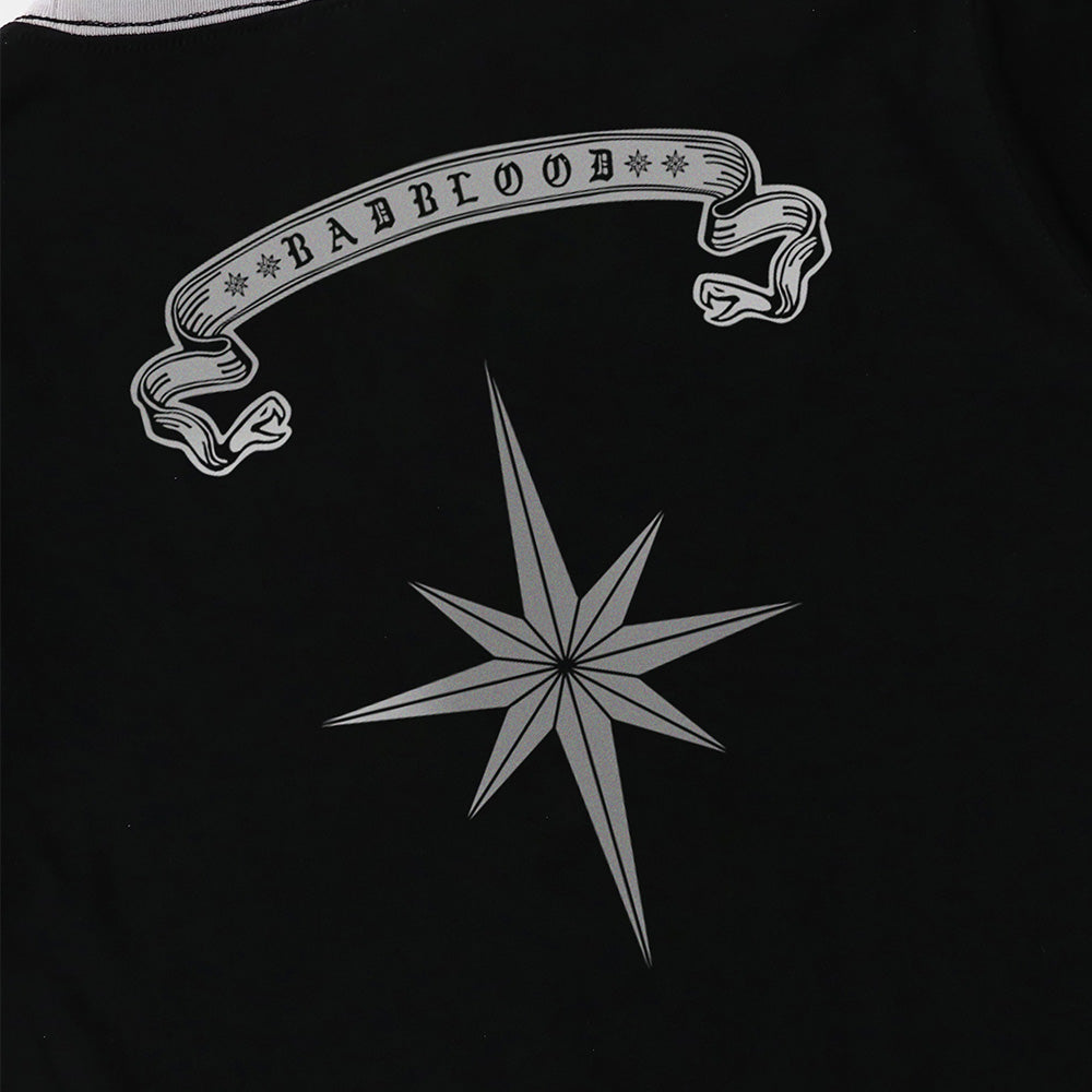 BADBLOOD w-tee25-095 Cosmo Reflective Ringer T-Shirt - Black