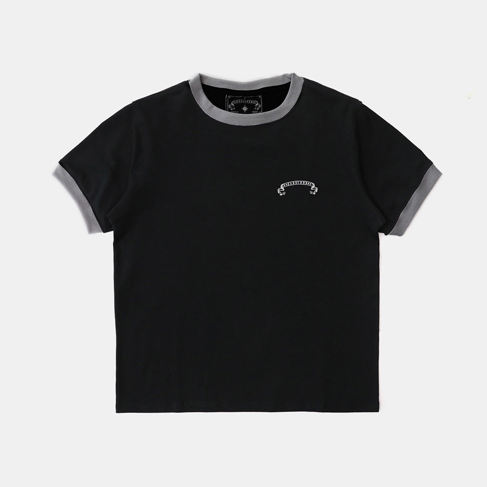 BADBLOOD w-tee25-095 Cosmo Reflective Ringer T-Shirt - Black