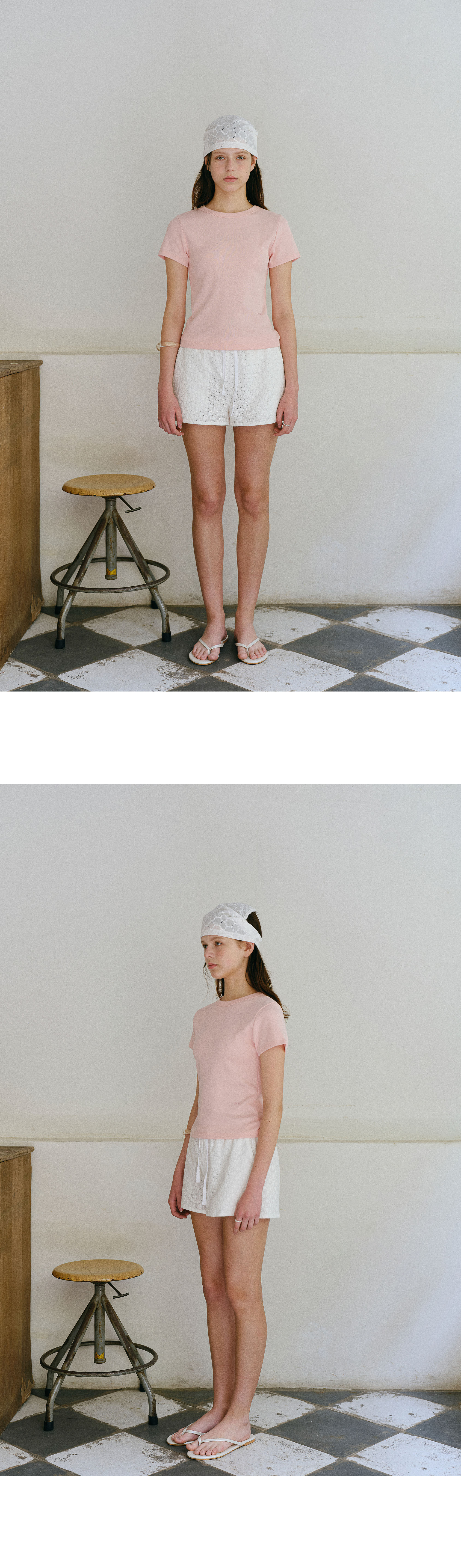 ANDNEEDS Bessette half tee (light pink)
