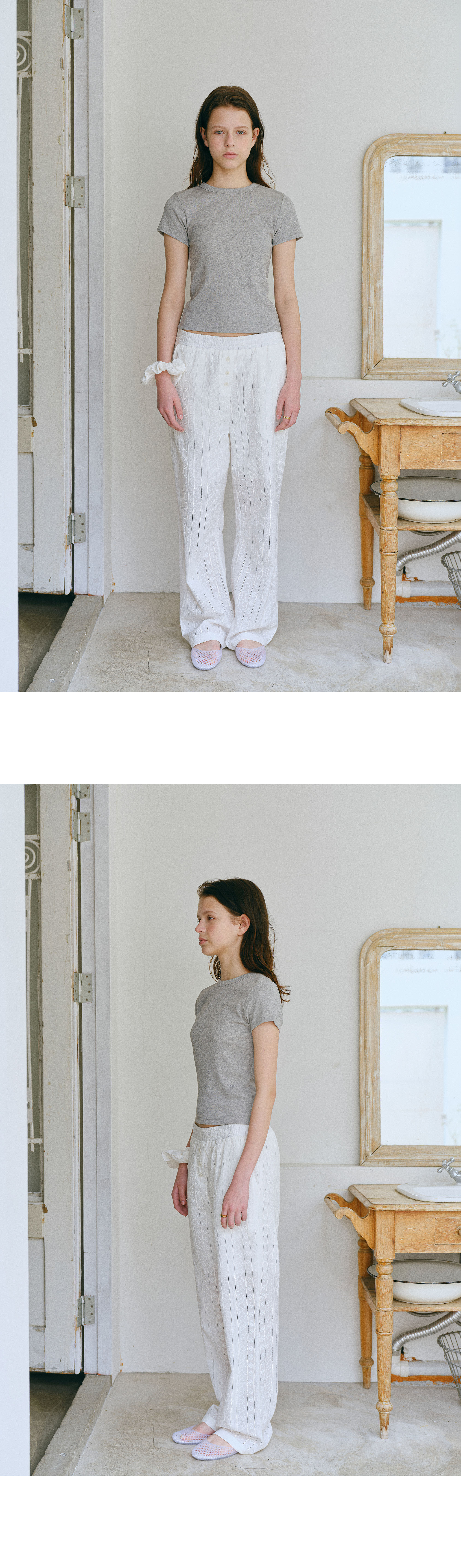 ANDNEEDS Bessette half tee (melange gray)