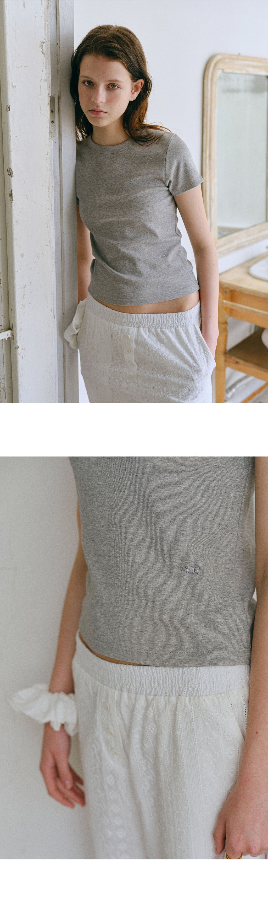 ANDNEEDS Bessette half tee (melange gray)
