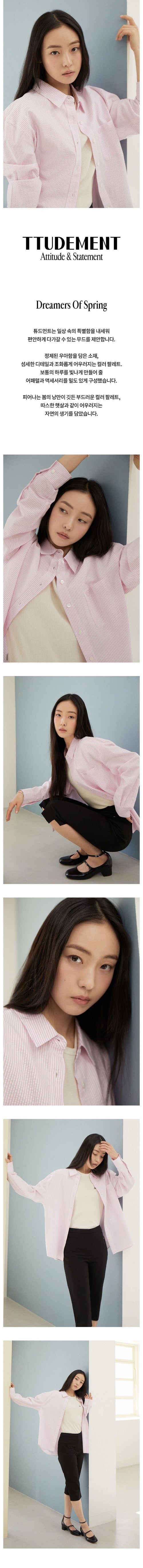 TTUDEMENT (Seersucker material) CLASSIC STRIPE SHIRT PINK