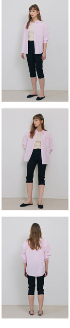 TTUDEMENT (Seersucker material) CLASSIC STRIPE SHIRT PINK