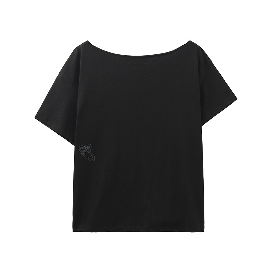 RENSE Ring Graphic One Shoulder Tee Black