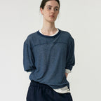 Nothing written Round long sleeve t-shirt (Blue stripe)