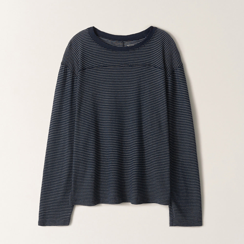 Nothing written Round long sleeve t-shirt (Blue stripe)