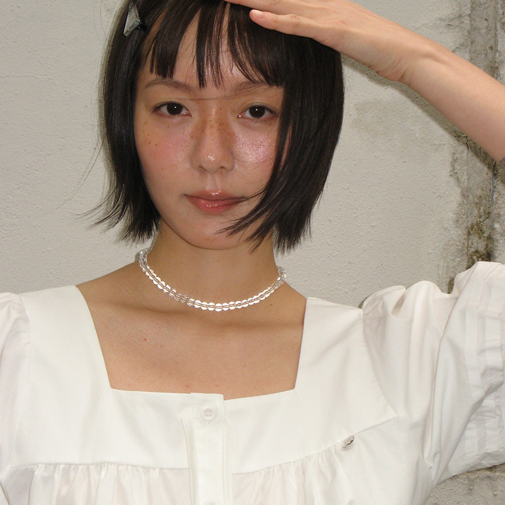 RONRON TIE DETAIL BUTTON BLOUSE WHITE