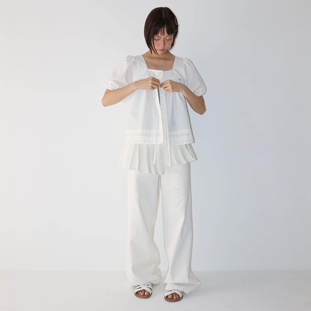 RONRON TIE DETAIL BUTTON BLOUSE WHITE
