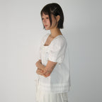 RONRON TIE DETAIL BUTTON BLOUSE WHITE