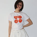 RONRON SLICED TOMATO CROP T SHIRT WHITE