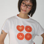RONRON SLICED TOMATO CROP T SHIRT WHITE