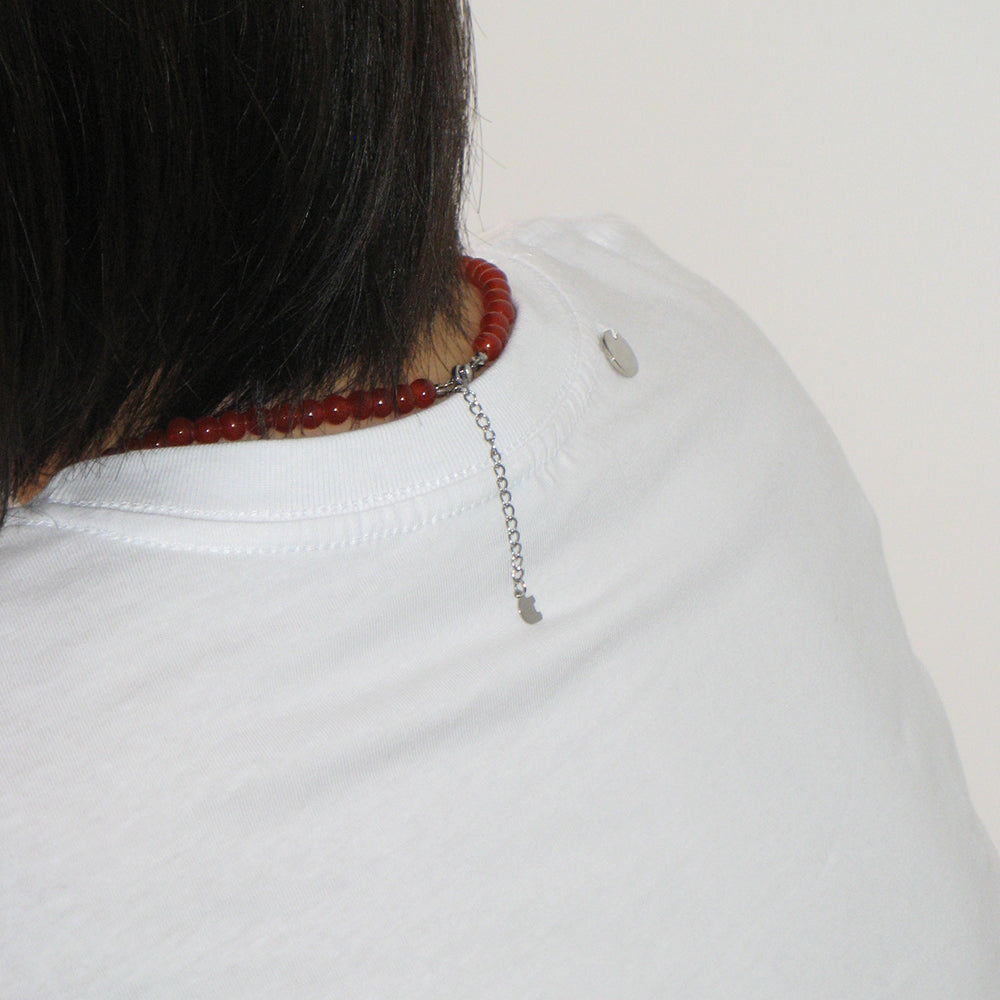 RONRON SLICED TOMATO CROP T SHIRT WHITE