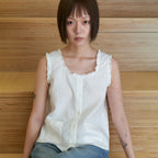 STEP AROUND Ruffle pocket crop blouse_WHITE