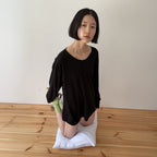 NOTHINGEVERYTHING SUMMER HENLEY TEE IN BLACK