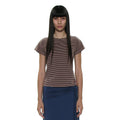 PARTIMENTO WOMEN PWC STRIPE POCKET SHORT SLEEVE TEE_MOCHA