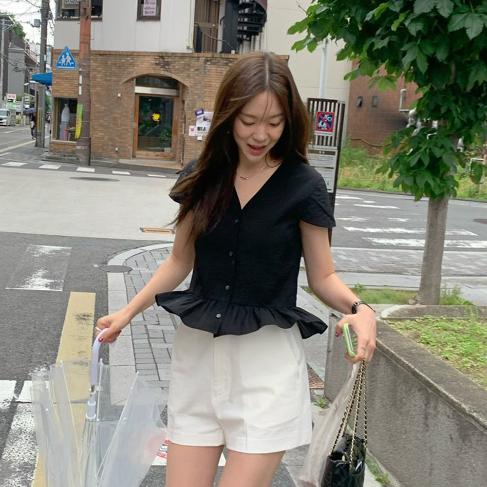 UNDERSTANDING EDITION TULIP FRILL BLOUSE (BLACK)