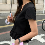 UNDERSTANDING EDITION TULIP FRILL BLOUSE (BLACK)