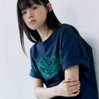 -rysm Wave embroidery t-shirt - Navy