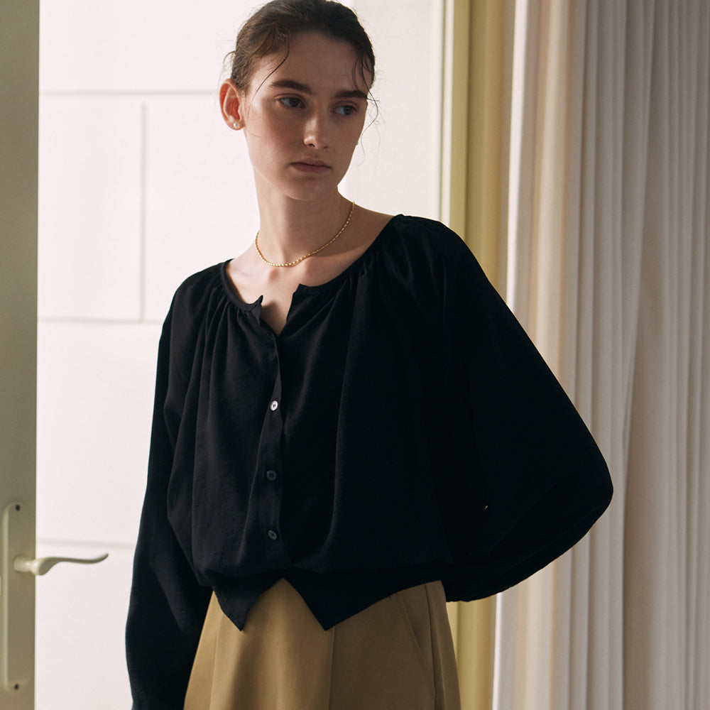 YAN 13 for women PIN TUCK SHIRRING BLOUSE_5COLOR
