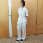 STEP AROUND Half sleeves silky shirts_IVORY