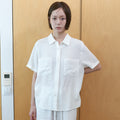 STEP AROUND Half sleeves silky shirts_IVORY