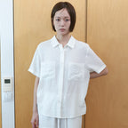 STEP AROUND Half sleeves silky shirts_IVORY