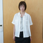 STEP AROUND Half sleeves silky shirts_IVORY