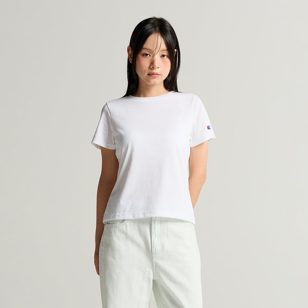 CHAMPION Women's C Logo Slim Fit Short Sleeve T-Shirt White